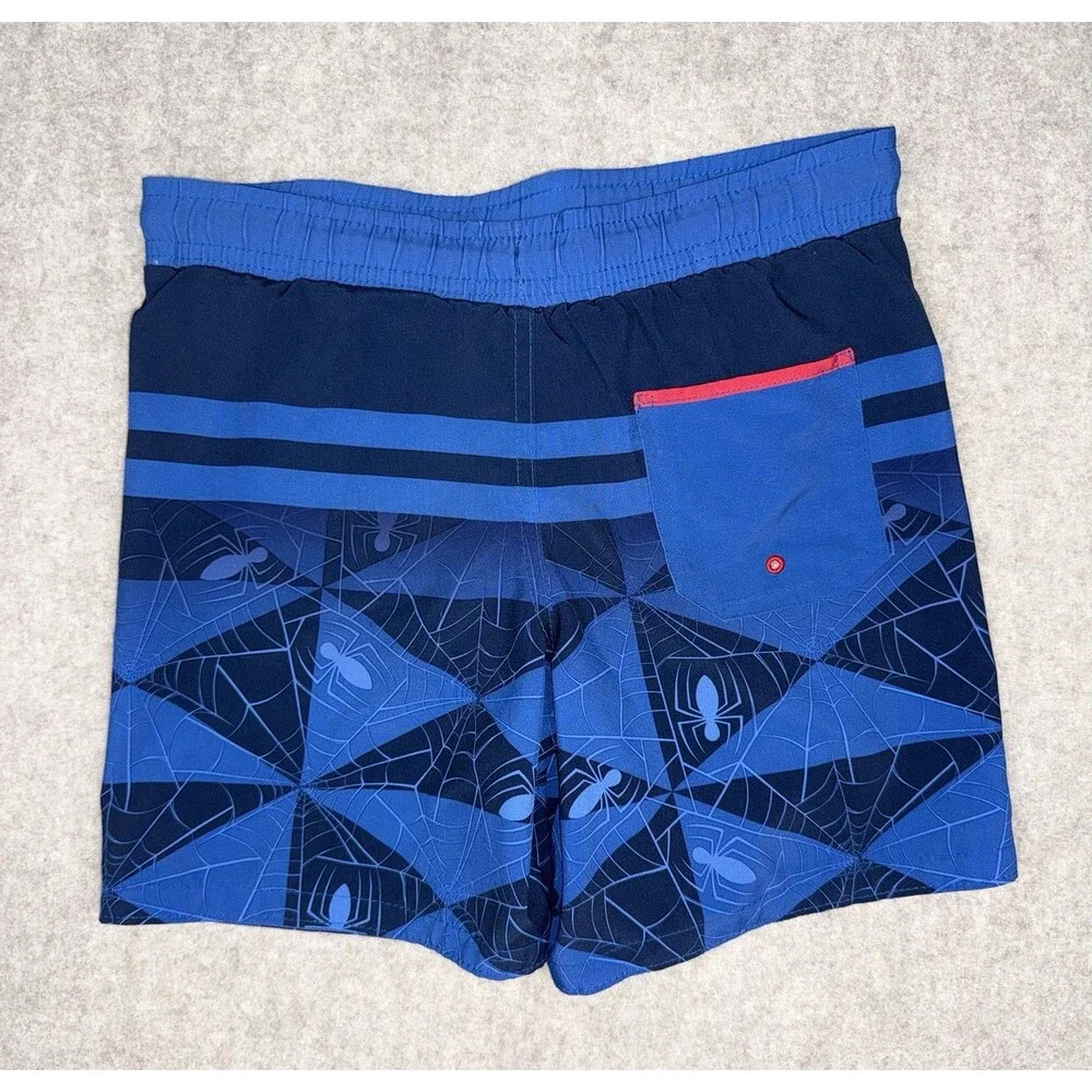 Marvel Spider-Man Swim Trunks Boys 6/7 Lined Blue Drawstring